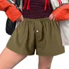 Short féminin Femmes confortables couleur unie solide élastique haute taille pyjama avant pantalon de coton d'été coton respirant