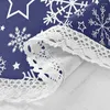 Tala de toalha de mesa Toleta de mesa Blue Christmas Snowflakes Round com refeições de alcance de renda Dining resistente a manchas 60 na capa para jantar em casa