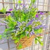 Kwiaty dekoracyjne E8BD Wiszące z koszykiem sztuczny kwiat w koszach do drzwi dekoracje ogrodowe