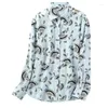 Blouses pour femmes Birdtree Real Silk Shirts For Women Long Sheve imprimé Elegant French Style Gentle Blouse 2024 Spring Top T41614QC