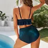 Star da bagno femminile Galaxy Bikini Swimsuit Sexy Blue and Green Set Women 2 pezzi Surfing Surfing Bareding Subito