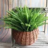 Decorative Flowers 1PC Artificial Lifelike Large Silk Fern Glass Green Grass Home Decoration Flower Latex Real Summer