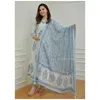 Etnische kleding salwar Kameez dames katoen blauw wit bedrukte kurti broek dupatta traditionele Indiase kledingl2405