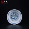 ティーウェアセット| Chaiyao Blue and White Melon Fruit Pattern Horeshoe Cup手描きJingdezhen Teaセット