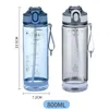 Бутылки для воды 800 мл, спортивная бутылка с соломинкой, пластиковая прозрачная пластиковая прозрачная посуда для напитков для мужчин, летняя посуда для кемпинга и пешего туризма