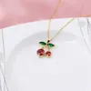 Colliers de pendentif mode coréen style rouge cerise pendentif micro-set zircon collier de fruits mignon tempérament de la personnalité de cerise