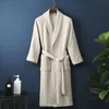 2024 New Pure Cotton Bathrobe Spring and Autumn Long Bathrobe B&B Hotel All-cotton couple Waffle absorbent robe