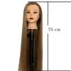 Mannequin Heads 75 cm Straight Hair Synthetic Training Human Model Head For Makeup Weaving Practice Salon Styling Tool Q240510