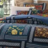 Beddengoed sets katoenen patchwork quilt en 2 kussenslopen machine wasbare landelijke stijl handgemaakte bloem afdrukken