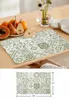 Table Mats Ceramic Tiles Mediterranean Flower Square Green Kitchen Tableware Cup Bottle Placemat Coffee Pads 4/6pcs Desktop