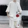 M-5xl Korean Fashion Streetwear Hip Hop Rose Rose Casual Short Cost Tshirt 2 Pieds set Summer Tracksuit Suit Men Harajuku Oversize Tee 240429