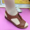 Lässige Schuhe Frauen Sandalen Sandalen Sommer Retro PU Leder Sandalien Mujer Weich für Schuhe Mutter Low Heels Weiblich