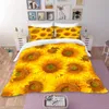 Ensemble de literie motif de tournesol 3D Home Textile Couper à couverture d'oreiller Simple Boy and Girl Set Single Double Bed