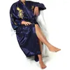 Home Clothing Men Satin Dragon chinois Bathrobe brodé de vêtements de nuit en soie kimono pyjamas de robe de robe lâche décontractée