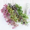 Decorative Flowers 1pc Artificial Plant Evergreen Leaf Vine Green Purple Ivy Wall Home Decor Simulation Rattan Flower Party Decoration