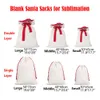 Sublimation Santa Layer Double Sacs Blank DIY Sac à cordon personnalisé Cadeau de poche Transfert de chaleur de poche Décorations de Noël