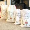 Santa Blanks Sack Top Sublimation Quality Custom Plain Cotton Drawstring Gift Bags For Christmas Decorations 1116