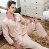 Luxury Mens Silk Pyjamas Summer Pyjama Ultra-Thin Set Color Couleur Pajamas Pyjamas Adaptation en vrac 240511