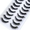 Falsche Wimpern Hbzgtlad 10 Paar Wimpern 3d natürliche lange falsche flauschige und weiche Kreuz Comic Wispy Eyelash Extension Make -up Q240510