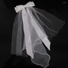 ブライダルベールウェディングポラシス花嫁の長いベールリボンボウノットエンゲージメントヘッドドレス