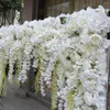 Dekoratif Çiçekler 5d Beyaz Yapay Gül Bezi Çiçek Duvarı Asmak Wisteria Orkide Kumaş Kırmızı Çiçek Düğün Zemin Partisi Dekor Po Props