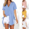 Women's Blouses Cotton Linen Plus Size Shirts Fashion Woman Blouse 2024 Summer Long Sleeve Solid Tops Tunic Button Lapel