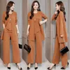 Women's Two Piece Pants VOLALO 5XL Autumn Woman's Tops And Three Pieces Sets O-Neck Full Sleeve Loose Fashion Pullovers