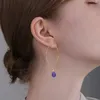 Boucles d'oreilles en peluche à la mode Naturel Stone Drop Brootte d'oreille Labradourite Quartz Hook Ear Oret Women Jewelry