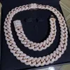 Necclana AAA GEMS NOTTA 18MM 20MM SIER 10K/ 14K/ GOLD PLATING MOISSANITE 4 file di fili ghiacciati VVS Miami Cuban Link Catena