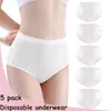 Pantidas para mujeres Mujeres 5 piezas Desechables blancos Sexy Viajes Estiends Algodón Postparto Boyshort Soft Breve Breve Breve Solid.