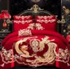 46pcs Luxury Loong Phoenix Broiderie Red Hover Cover Lit Coton Style Chinese Wedding Cover Cover Litch Set Home Textile H3439776