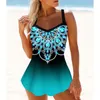 Damenbadebekleidung 2024 Vintage Bikini Sommer Design Druckbadanzug zweiteiliger Strand Beach Women Women High -Tankini Badeanzug