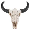 Longhorn Cow Skull Head Ornement Mur suspendu Animal Wildlife Sculpture Fashion Nostalgic réaliste pour la maison Halloween Decor 240510