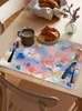 TABLEAU MATS ABSTRAIT PEINTURE D'HUILE DE FLORIE ART BLUE ET ROSE CAFE