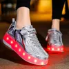 Roller Skates Schuhe für Kinder Kinder Jungen Mädchen Fashion Sport Casual 2 Räder mit Turnschuhen blinken Fußware LED -Stiefel 240507