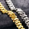 S925 Silber hohe Qualität 20mm Diamant Cuban Chain Hip Hop Halskette Armbandmarket mit drei Reihen Moissanitsteins