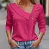 Women's Blouses Asymmetrische nektoppen voor vrouwen met lange mouwen knop keklust v 2024 modewerk casual geklede shirts