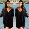 Sexy vrouwen Summer Beach Cover Up Beachwear Sarong Hollow Out Vrouwelijk Drag Kaftan Loose Dress Plus Maat