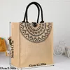 Abendtaschen Vintage Sackleinen Handtasche Multifunktion tragbarer Strand wiederverwendbare Jute Shopping Frauen große Kapazitätsschulterbeutel