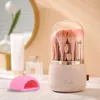 360° Rotating Makeup Brushes Holder With Lid Lipstick Organizer Cosmetic Storage Make Up Tools Box Jewelry Pencil Case Container 240429