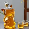 Porte-verre désinfectant en verre en forme de chat avec bouteille de bouteille de bouteille Dispensateur Carafe 1000 ml Utilisé pour les cadeaux de décoration de dîner 240510