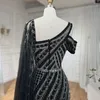 Party Dresses Serene Hill Arabic Black Side Cape Sleeves sjöjungfru pärla lyxkvällsklänningar för kvinnor bröllop 2024 CLA72296