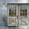 シャワーカーテン古い木製ドアカーテンファーム納屋田舎の農家の装飾ポリエステル生地フック付き