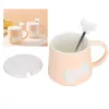 Tasses tasses tasses à poussière mignonne tasse en céramique avec couvercle cuillère en acier inoxydable pour cadeaux d'ami