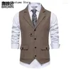 Coletes masculinos de colete marrom vintage single single bastted spryt brand casat formal colar vestido de colarinho smoking