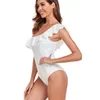 Swimwear Women 2024 Sexy Ruffle One Piece Mageur de maillot de bain Femme Bandage épaule Femme Monokini Bathonage blanc Summer Beach Wear à la plage