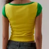 Women's T Shirts Y2K Top Fashion High Street Long Seces Sexy Jamaica Letter Print Cut Slim Fit Retro Personlig nyhet