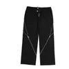 Men de marque à la mode américaine Black Zipper Design Slit Pantalon légèrement évasé Pantalon de pantalon décontracté droit pantalon rétro