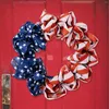 Fleurs décoratives fausse toile de jute indépendance jour Garland USA porte de couronne commémorative suspendue patriotique