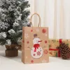 Prezent Kraft Paper Bag Tote Christmas Day Party Stamping Cartoon Snowman